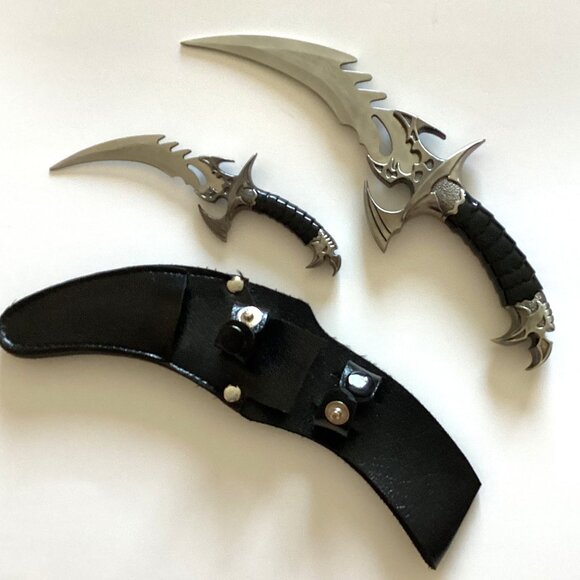 Ace Martial Arts Supply Draco Twin Fantasy Dagger Set, Silver Stainless China - Picture 1 of 14